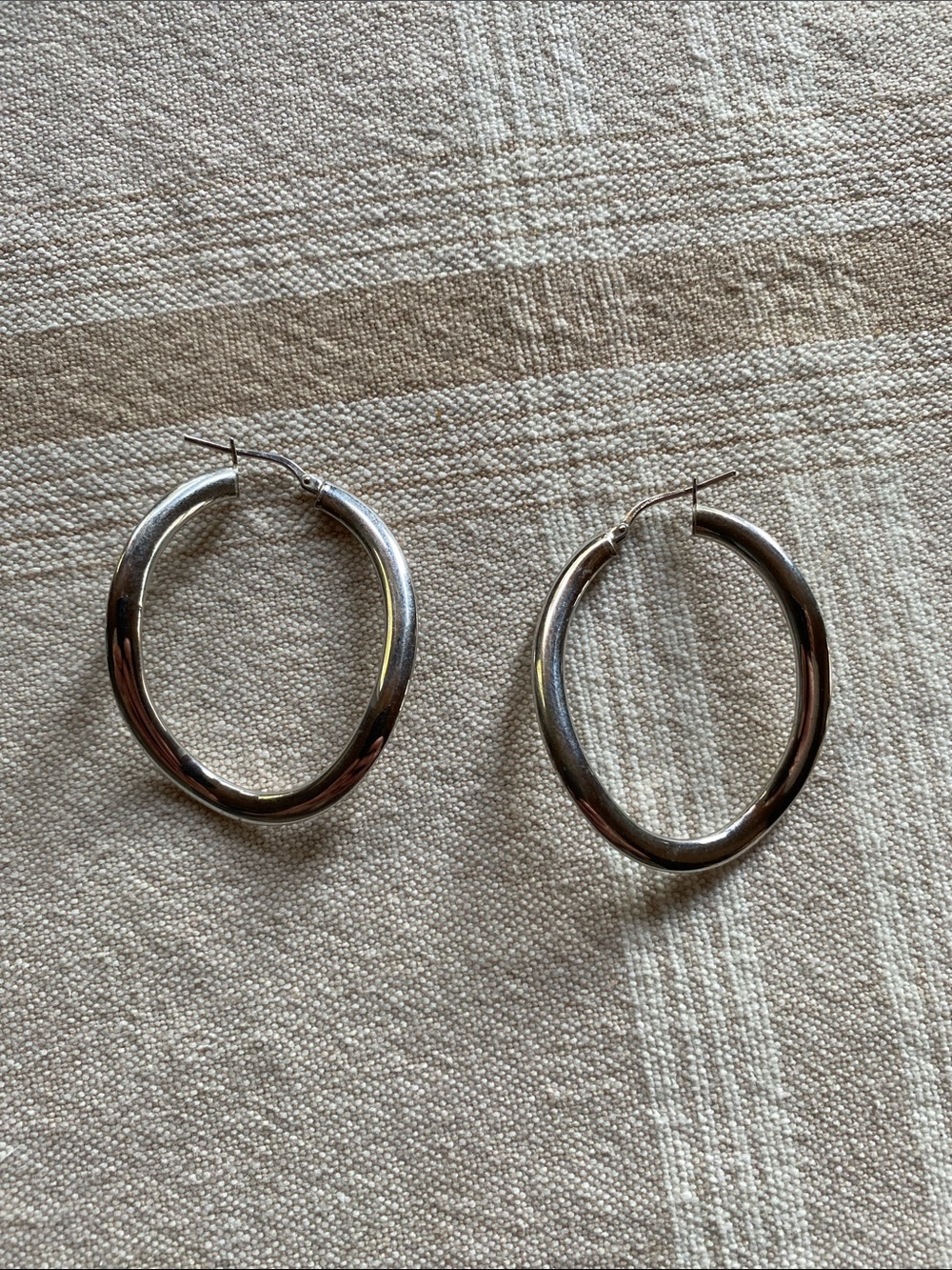 Sterling Silver Twisted Statement Hoop Earrings Marked 925/Italy
